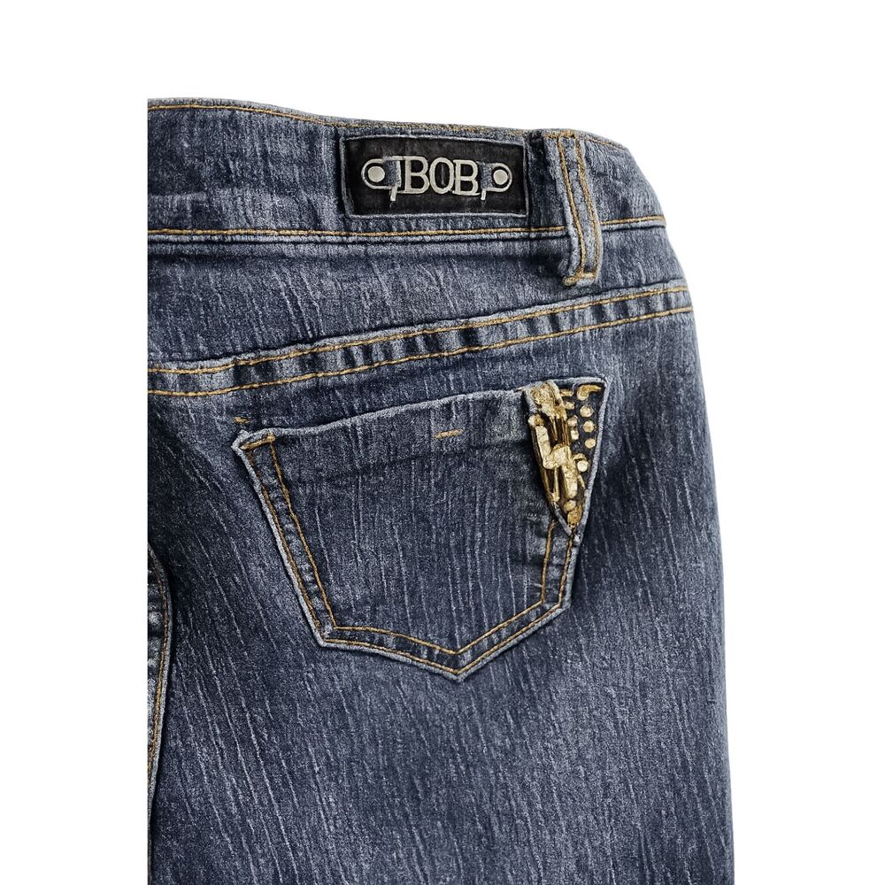 bQb Jeans Women's 28x29 Slim Skinny Stretch Medium Wash Embellished Pocket Y2K
